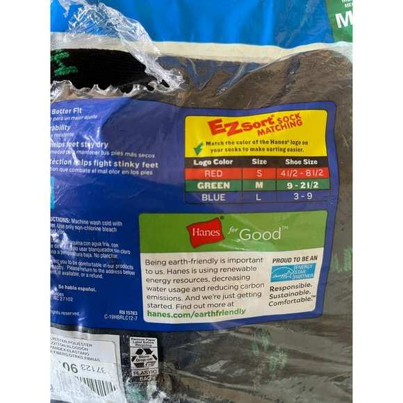 Hanes Boys Black Crew Cut Socks - Pack of 11 pairs - Picture 6 of 9